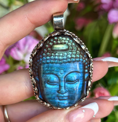 55mm Labradorite Buddha Pendant - 5