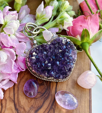 60mm Amethyst Heart Pendant