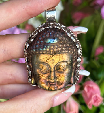 55mm Labradorite Buddha Pendant - 3